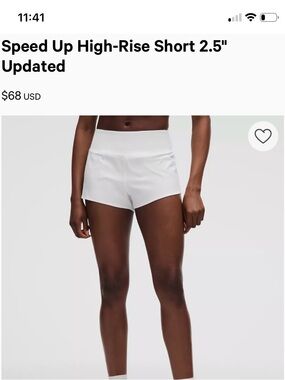 lululemon athletica  White Speed Up High-Rise. 2.5” lined